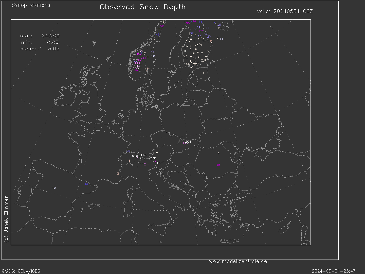sneeuwhoogtes europa